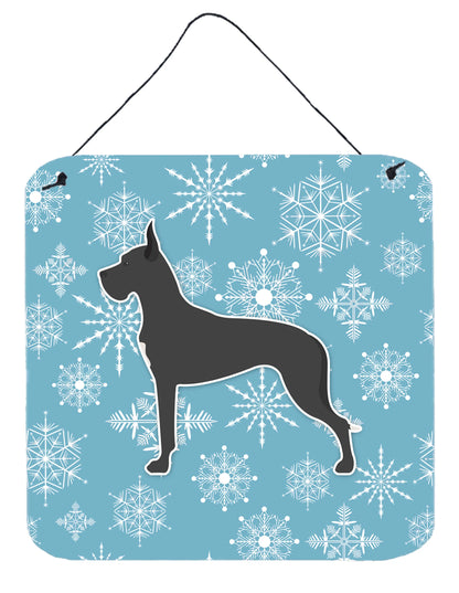 Winter Snowflake Design with Dog Art Wall or Door Hanging Prints