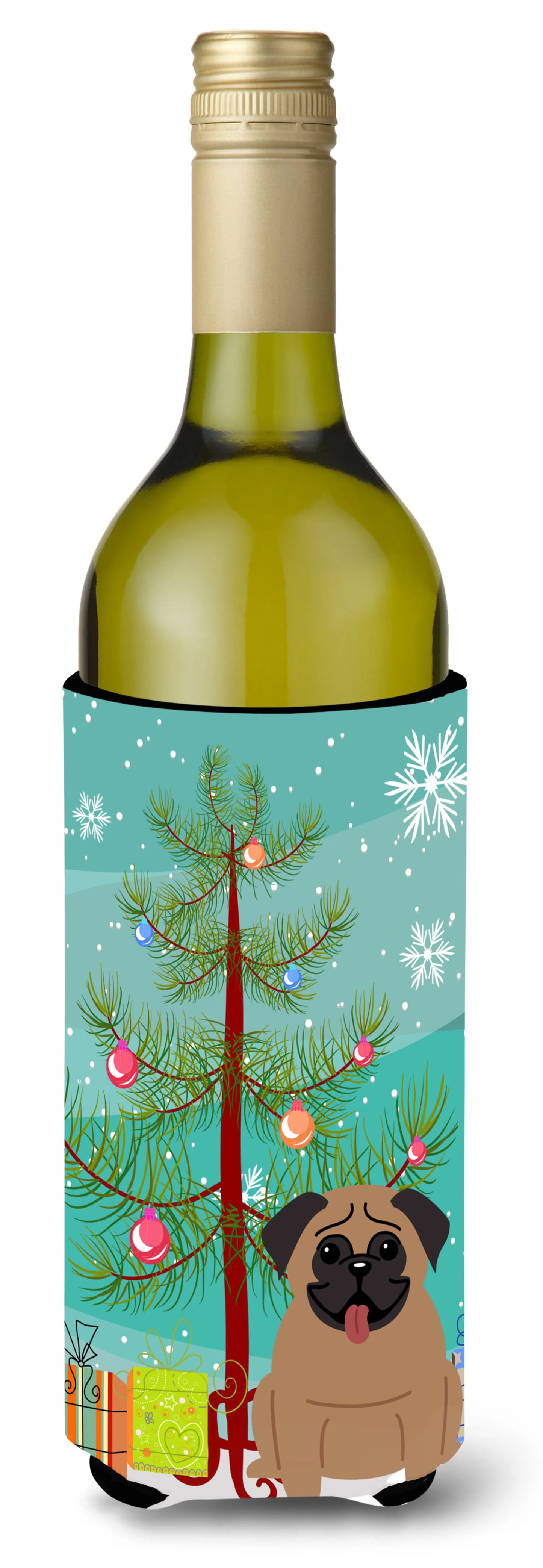 Merry Christmas Tree with Dog Wine Bottle Hugger