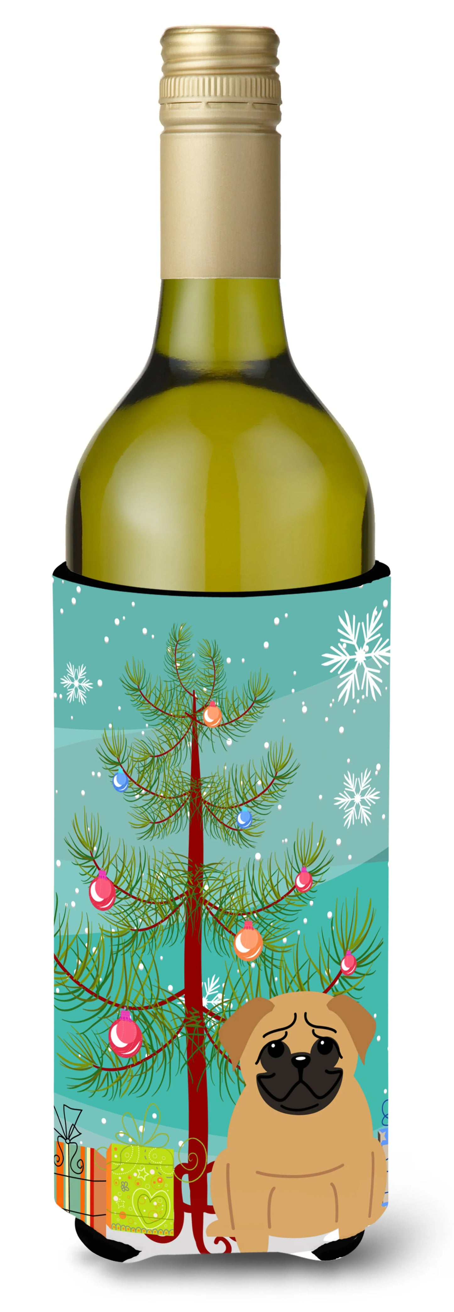 Merry Christmas Tree with Dog Wine Bottle Hugger