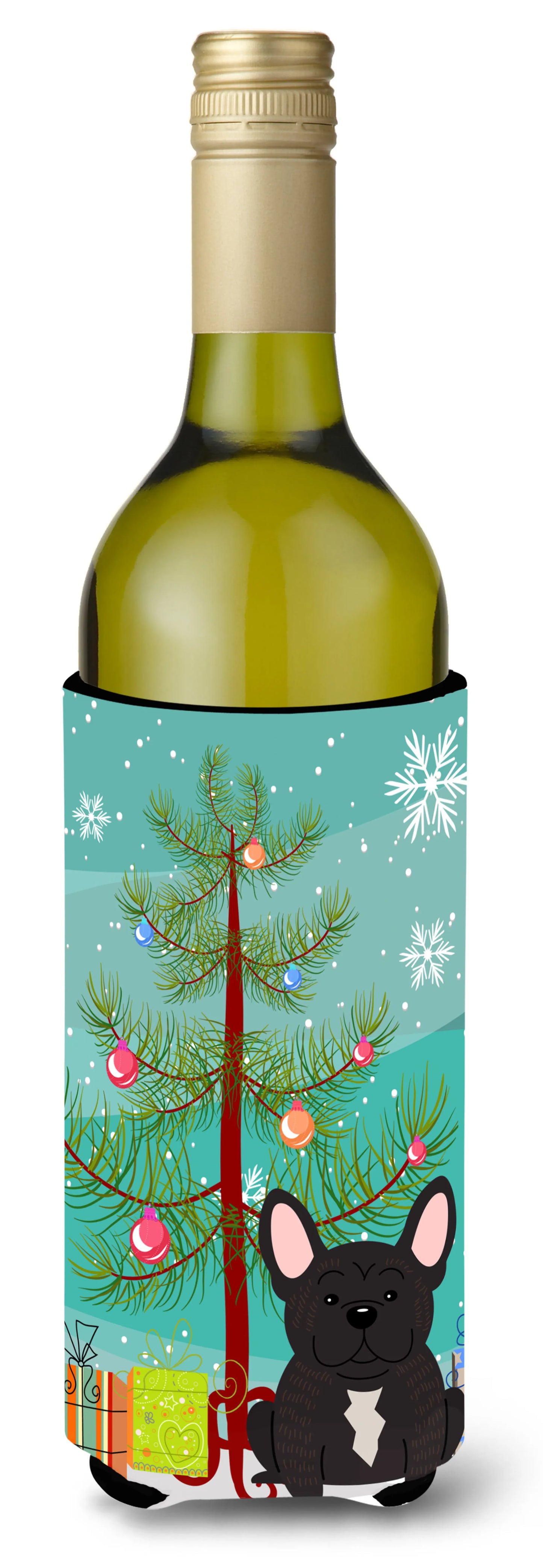 Merry Christmas Tree with Dog Wine Bottle Hugger