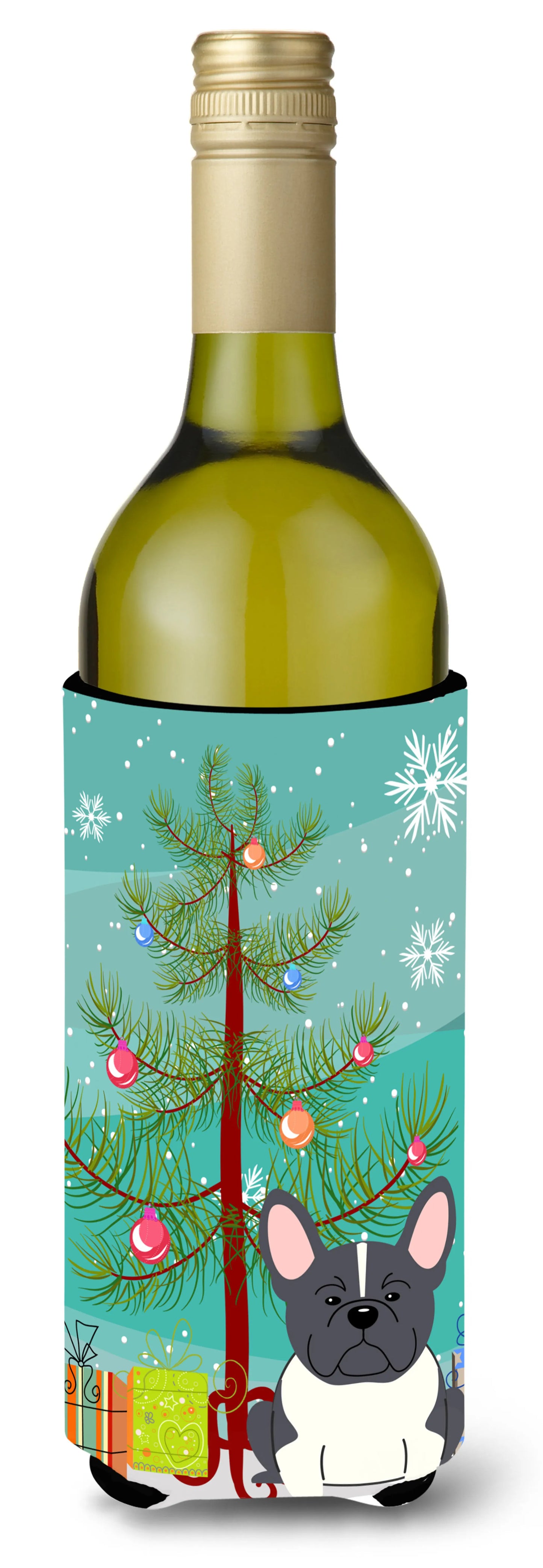 Merry Christmas Tree with Dog Wine Bottle Hugger