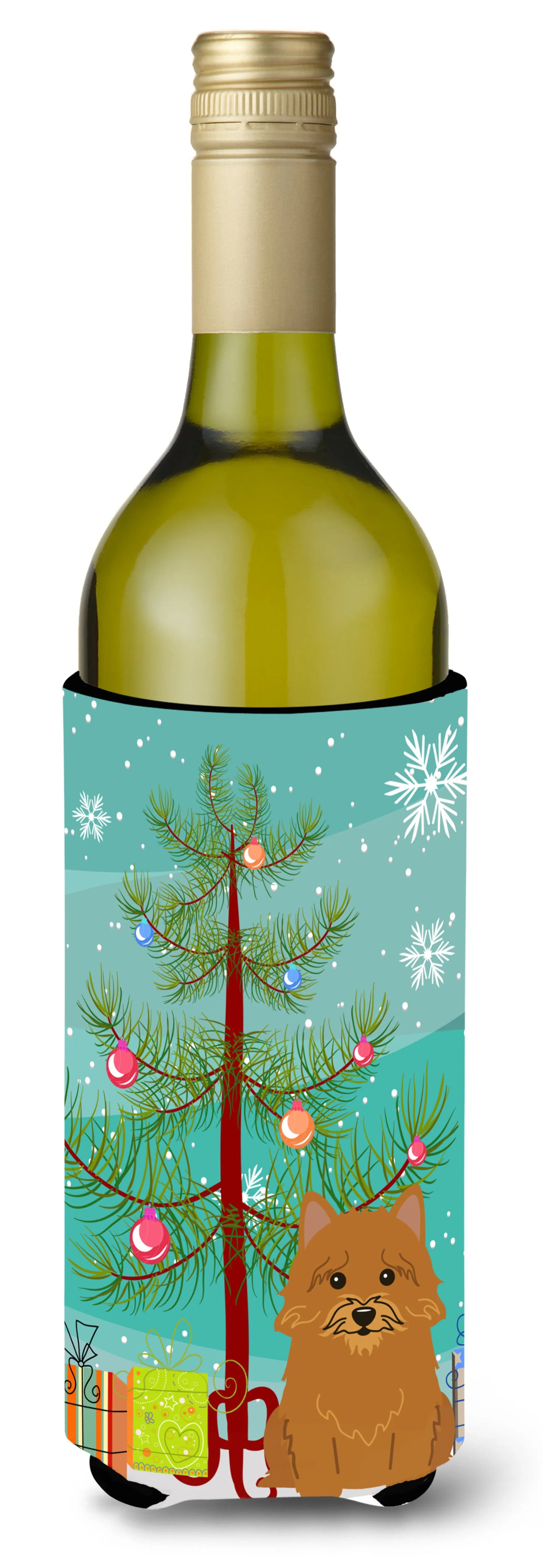 Merry Christmas Tree with Dog Wine Bottle Hugger