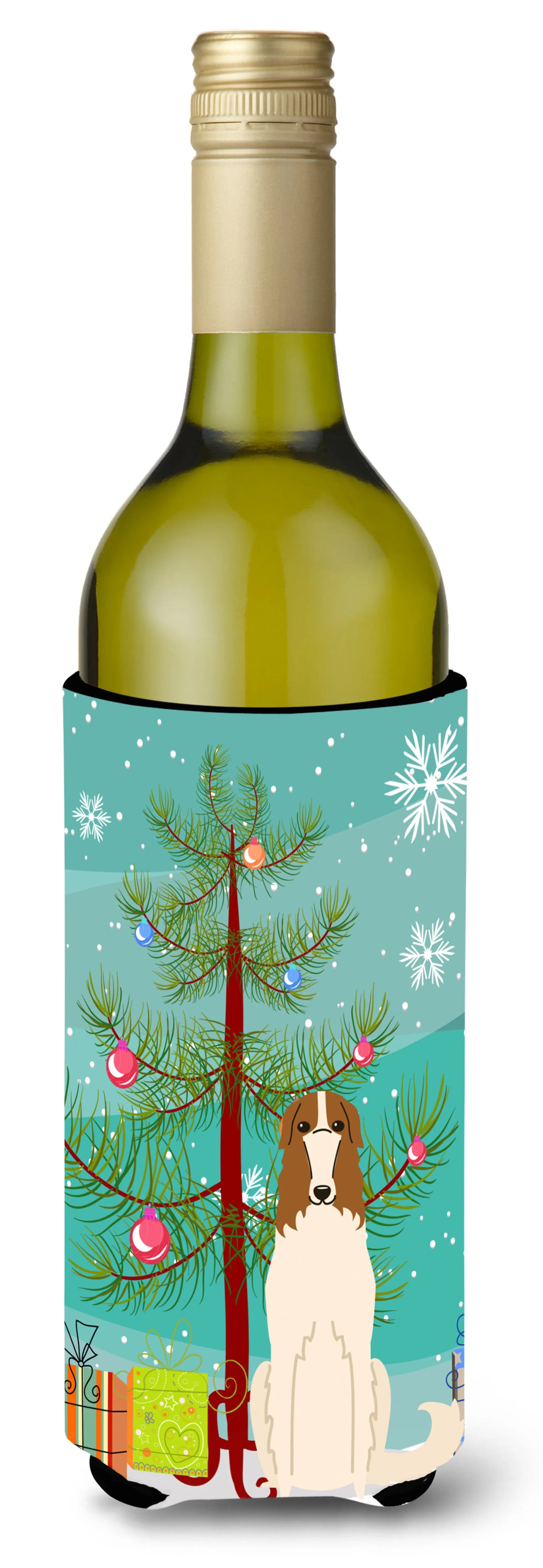 Merry Christmas Tree with Dog Wine Bottle Hugger