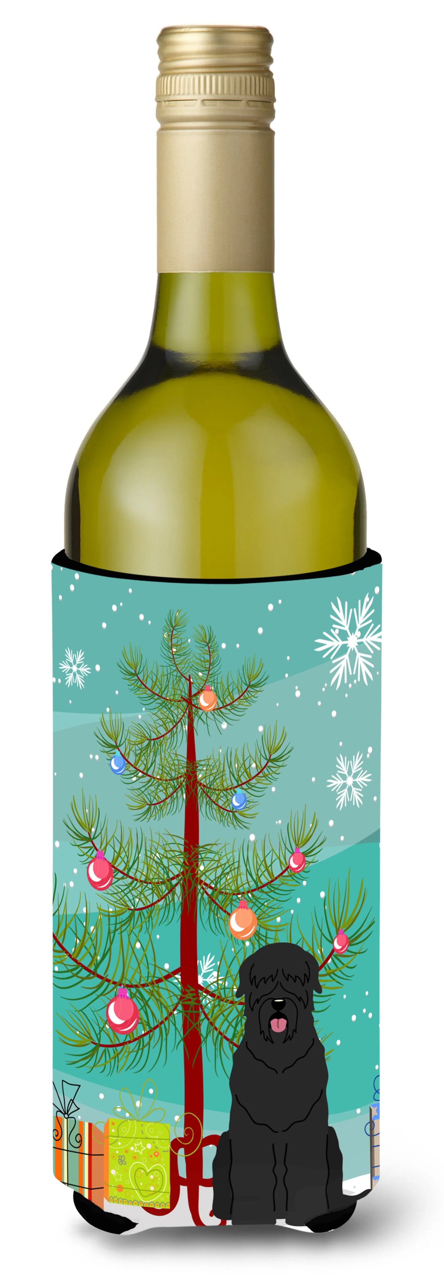 Merry Christmas Tree with Dog Wine Bottle Hugger