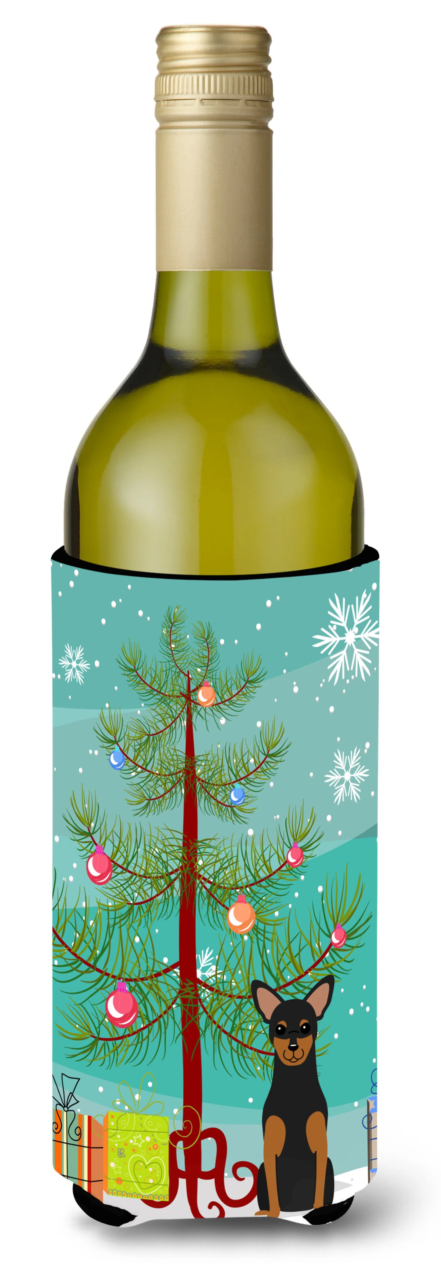 Merry Christmas Tree with Dog Wine Bottle Hugger