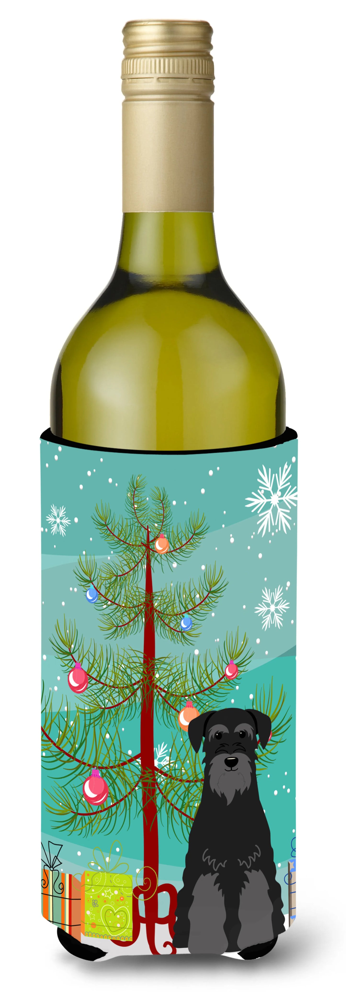 Merry Christmas Tree with Dog Wine Bottle Hugger