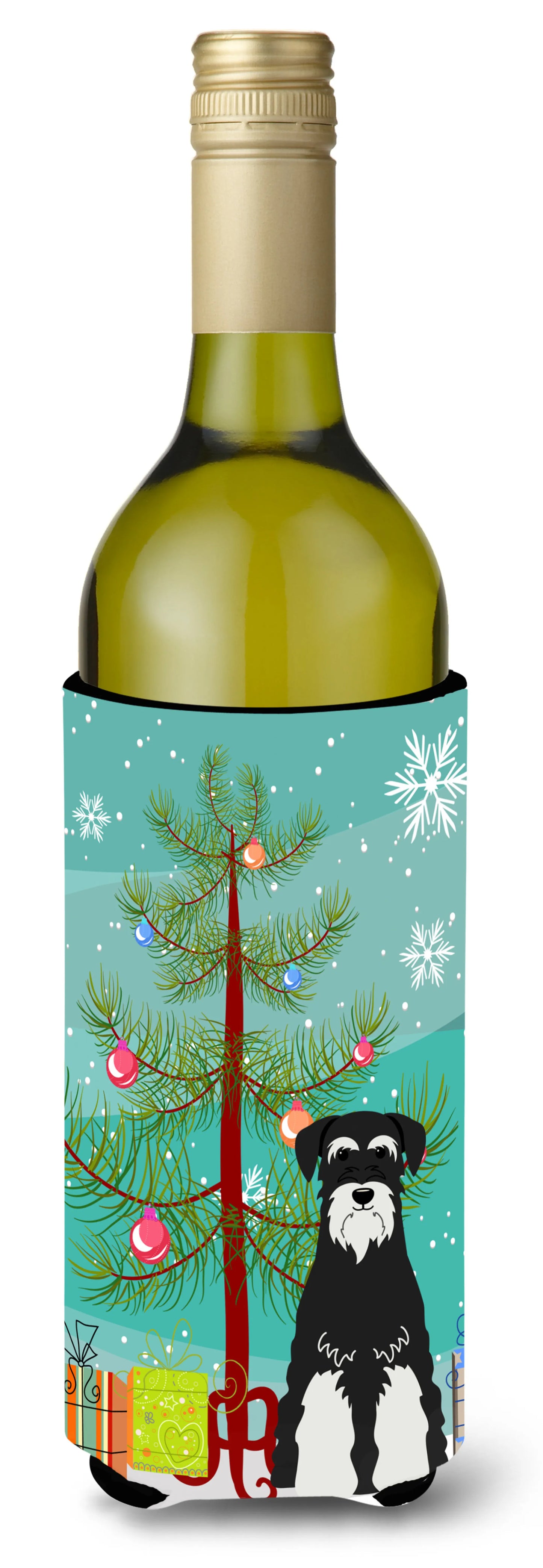 Merry Christmas Tree with Dog Wine Bottle Hugger