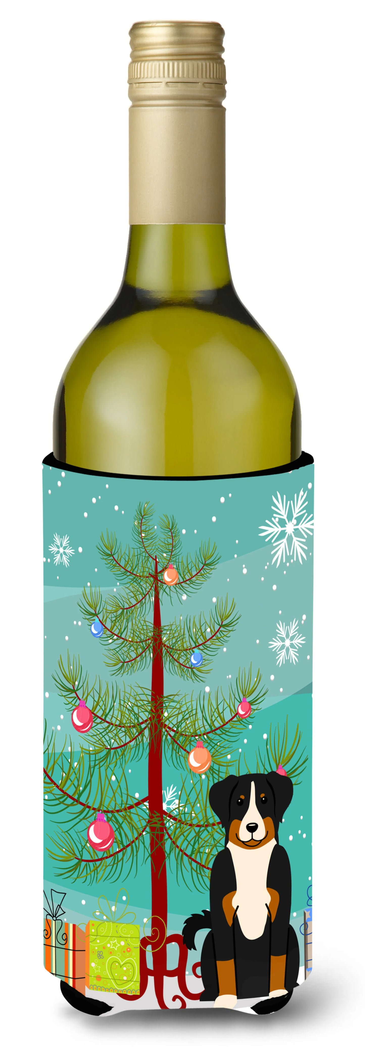 Merry Christmas Tree with Dog Wine Bottle Hugger