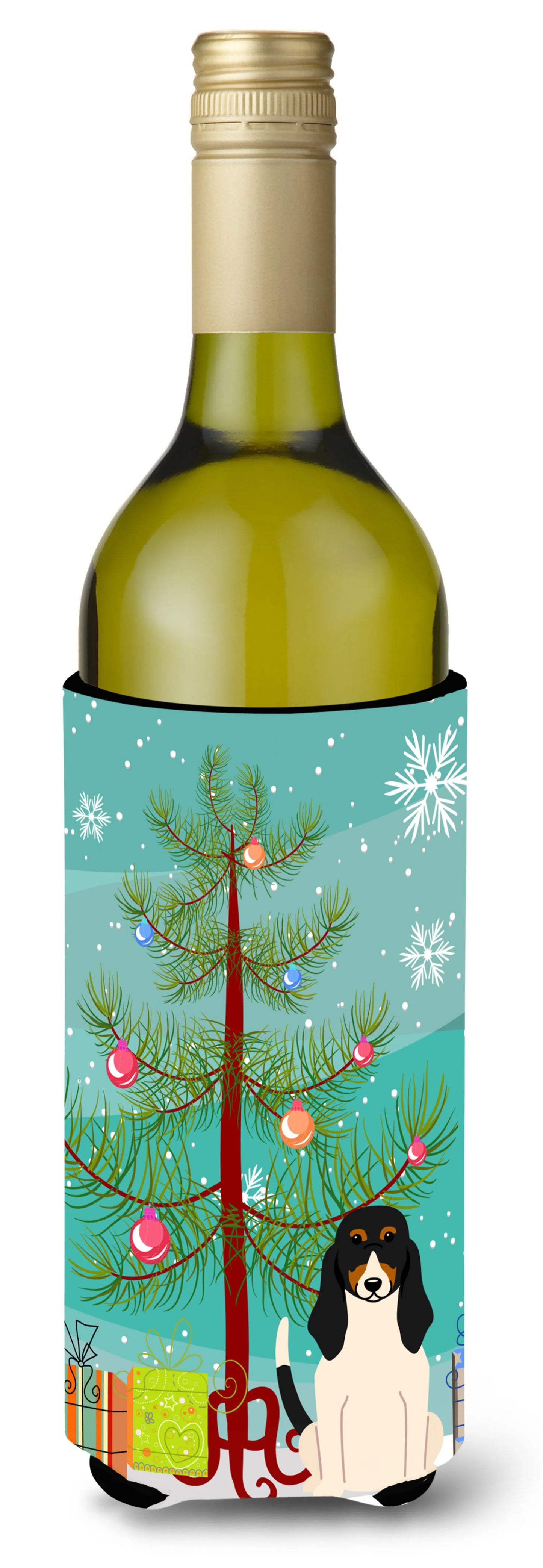 Merry Christmas Tree with Dog Wine Bottle Hugger