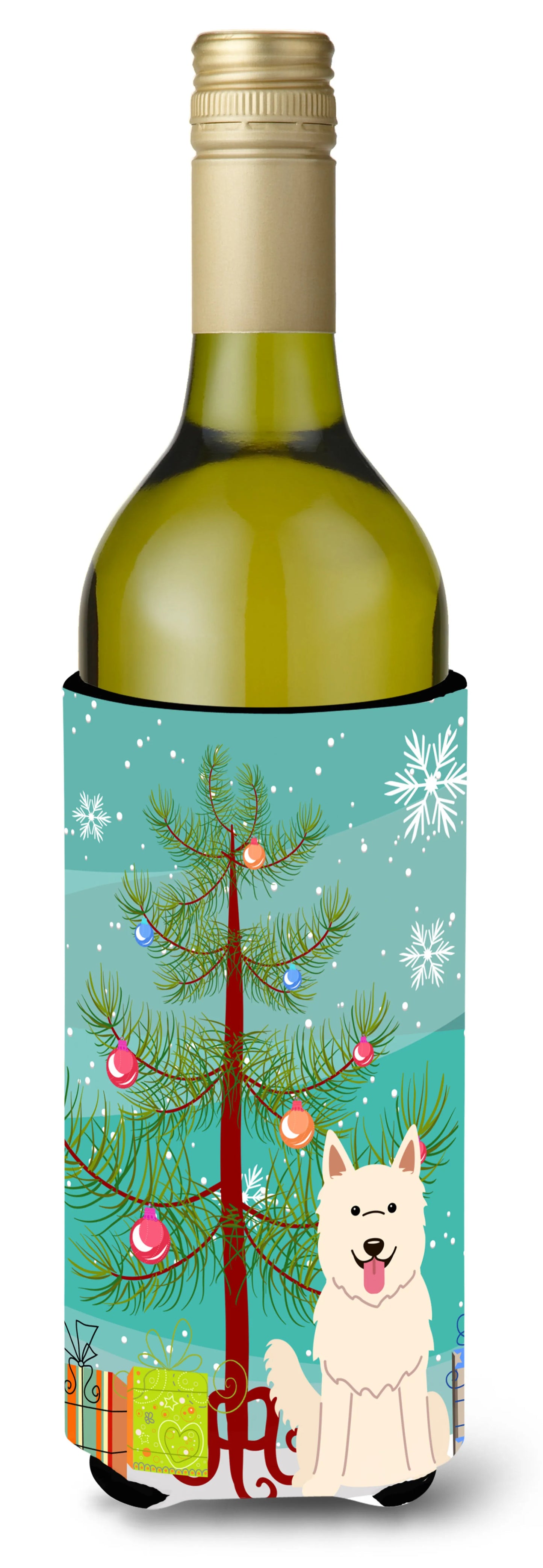 Merry Christmas Tree with Dog Wine Bottle Hugger