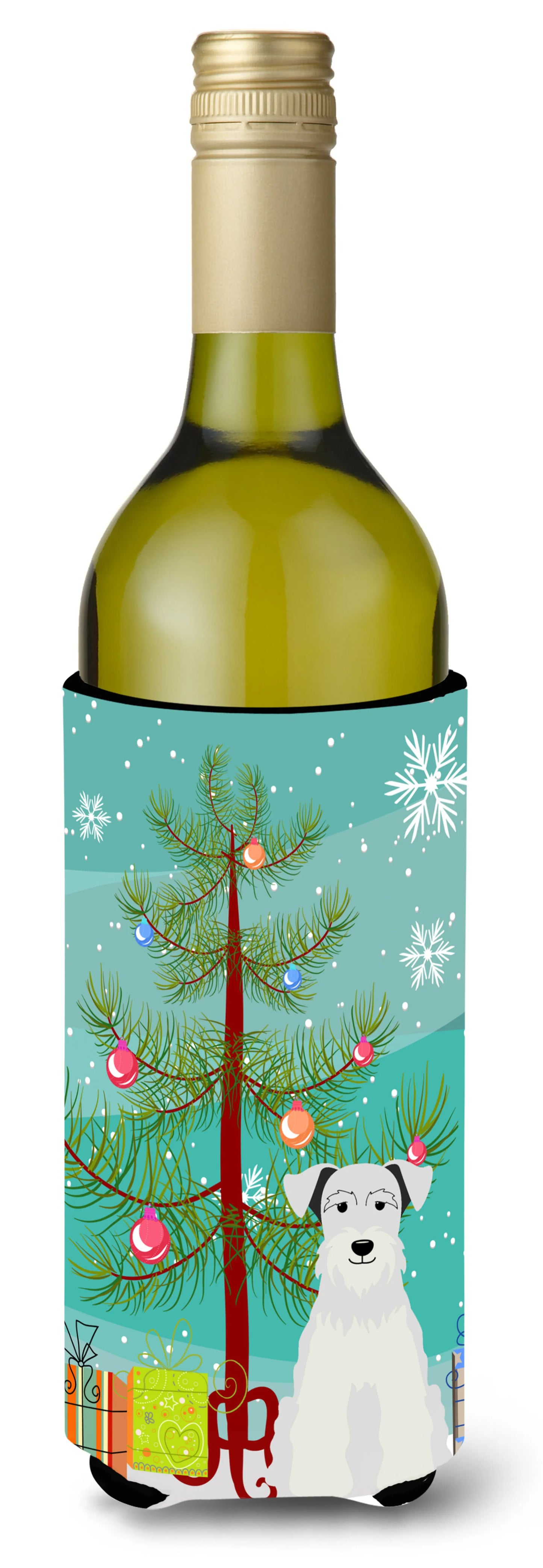 Merry Christmas Tree with Dog Wine Bottle Hugger