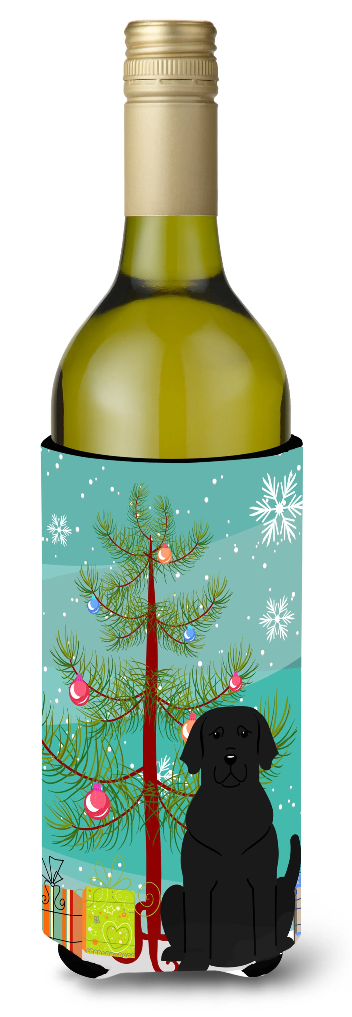 Merry Christmas Tree with Dog Wine Bottle Hugger