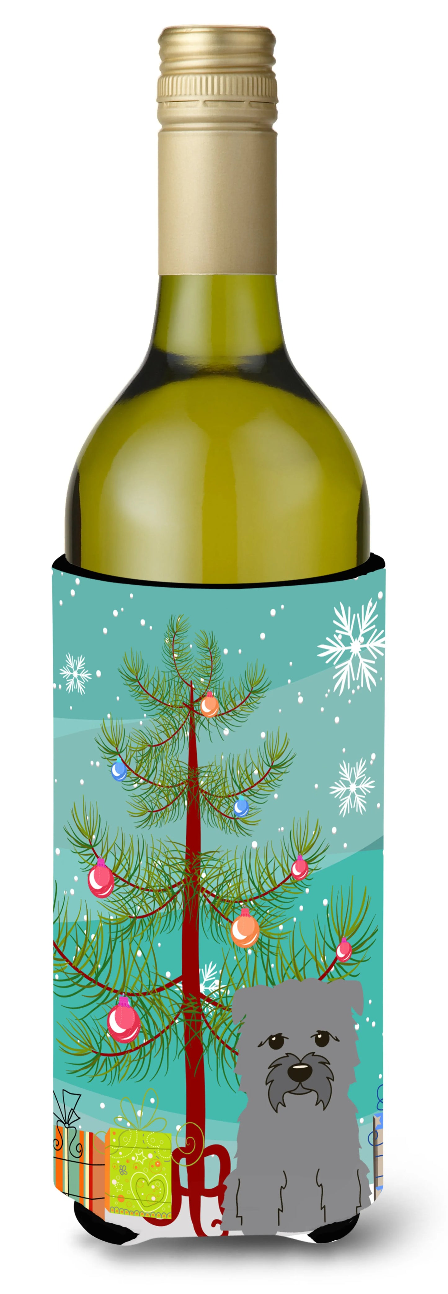 Merry Christmas Tree with Dog Wine Bottle Hugger