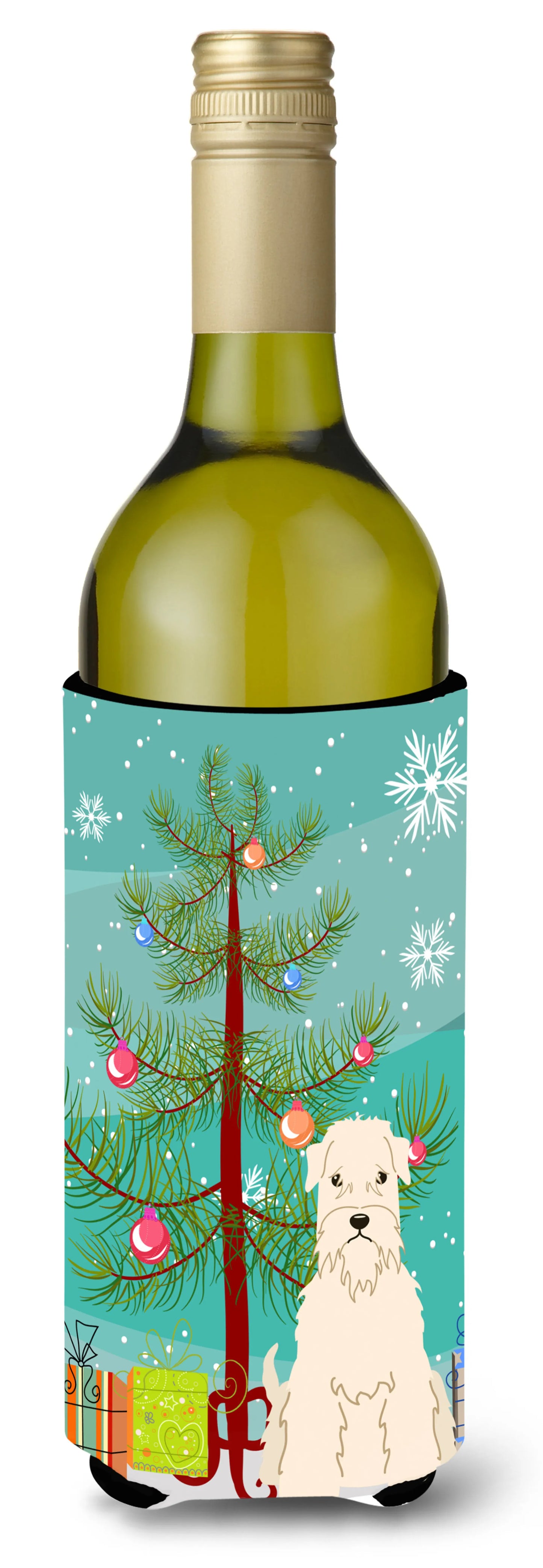 Merry Christmas Tree with Dog Wine Bottle Hugger