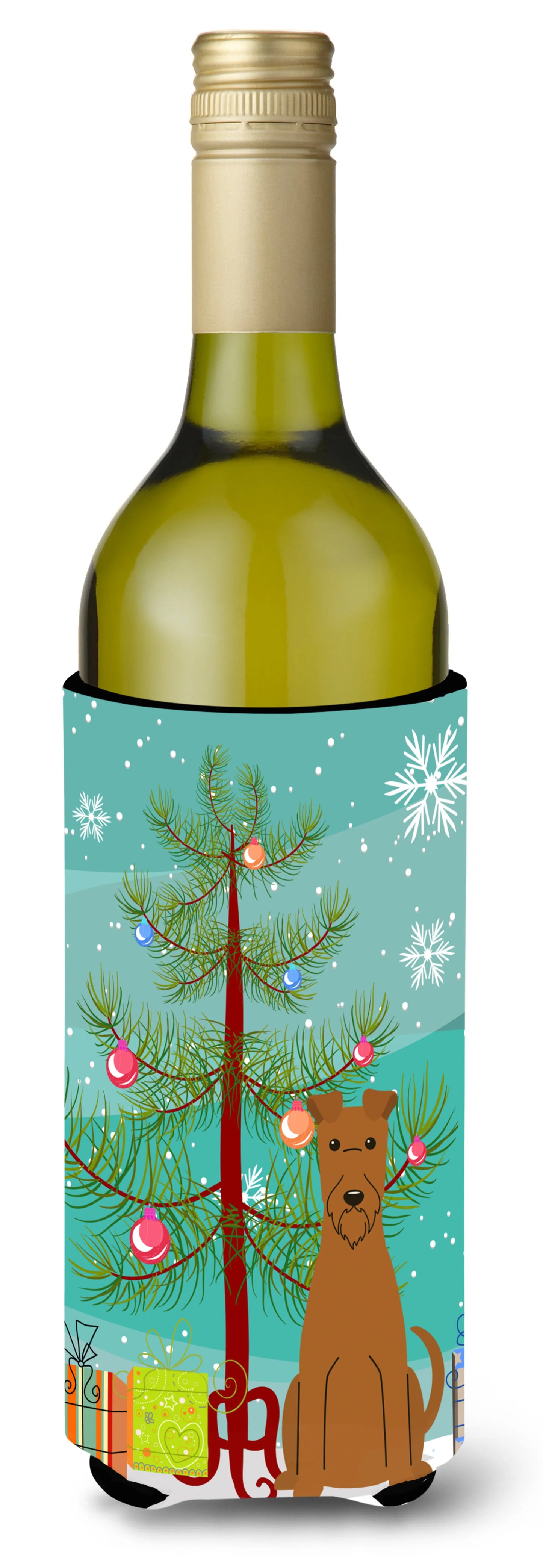 Merry Christmas Tree with Dog Wine Bottle Hugger