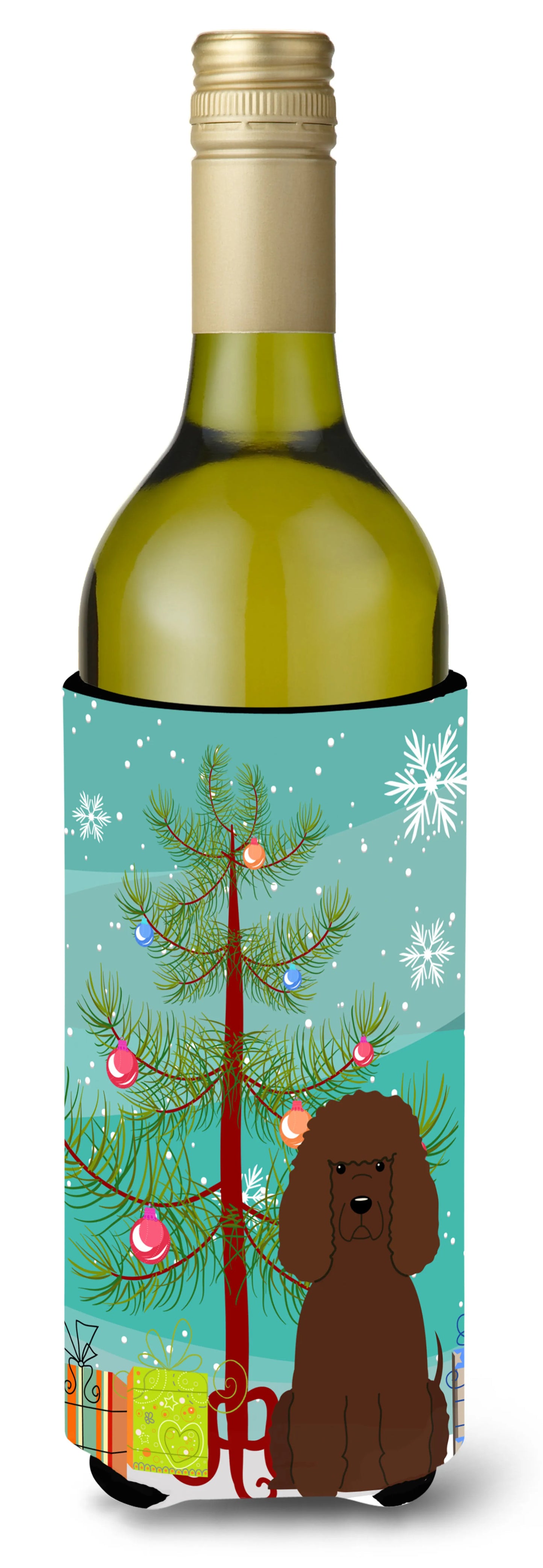 Merry Christmas Tree with Dog Wine Bottle Hugger