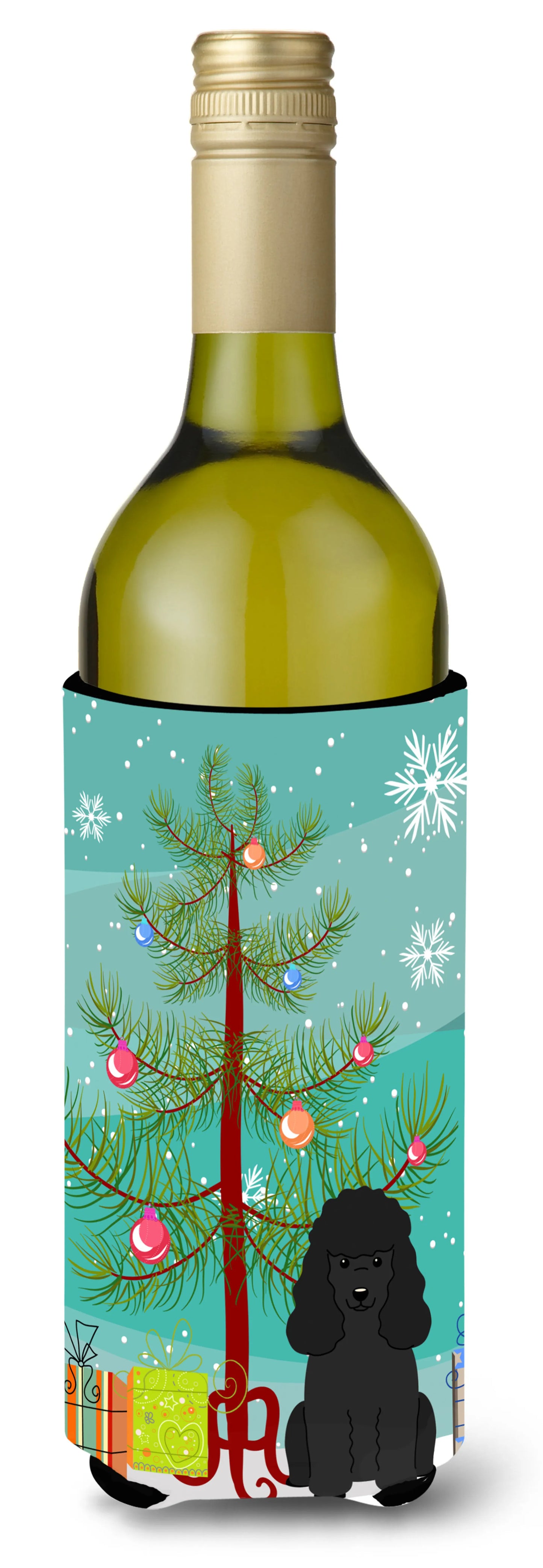 Merry Christmas Tree with Dog Wine Bottle Hugger