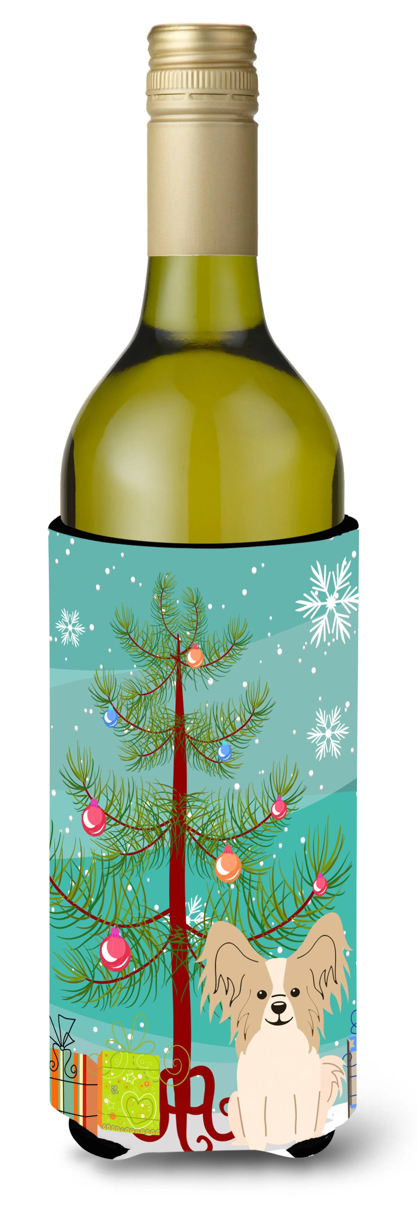 Merry Christmas Tree with Dog Wine Bottle Hugger