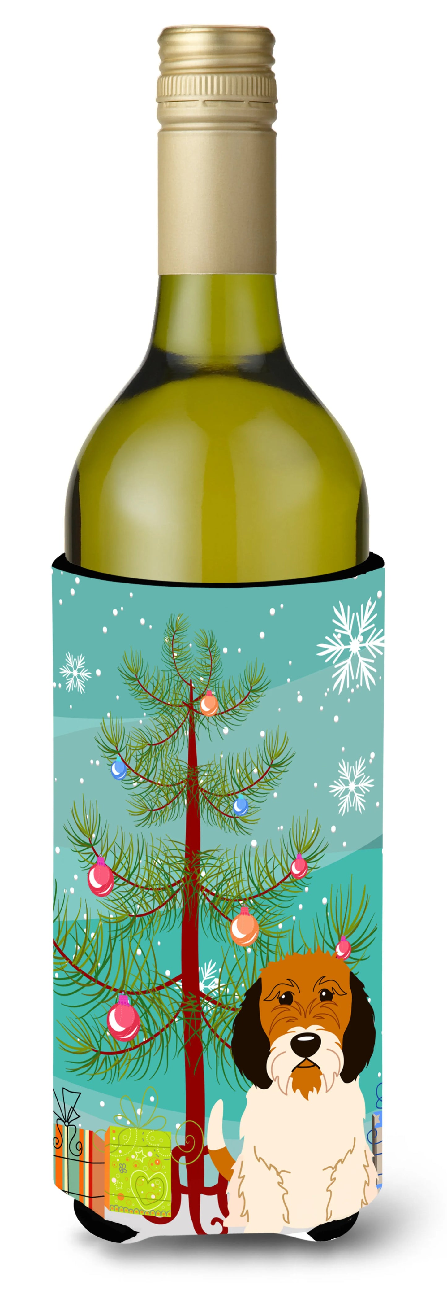 Merry Christmas Tree with Dog Wine Bottle Hugger