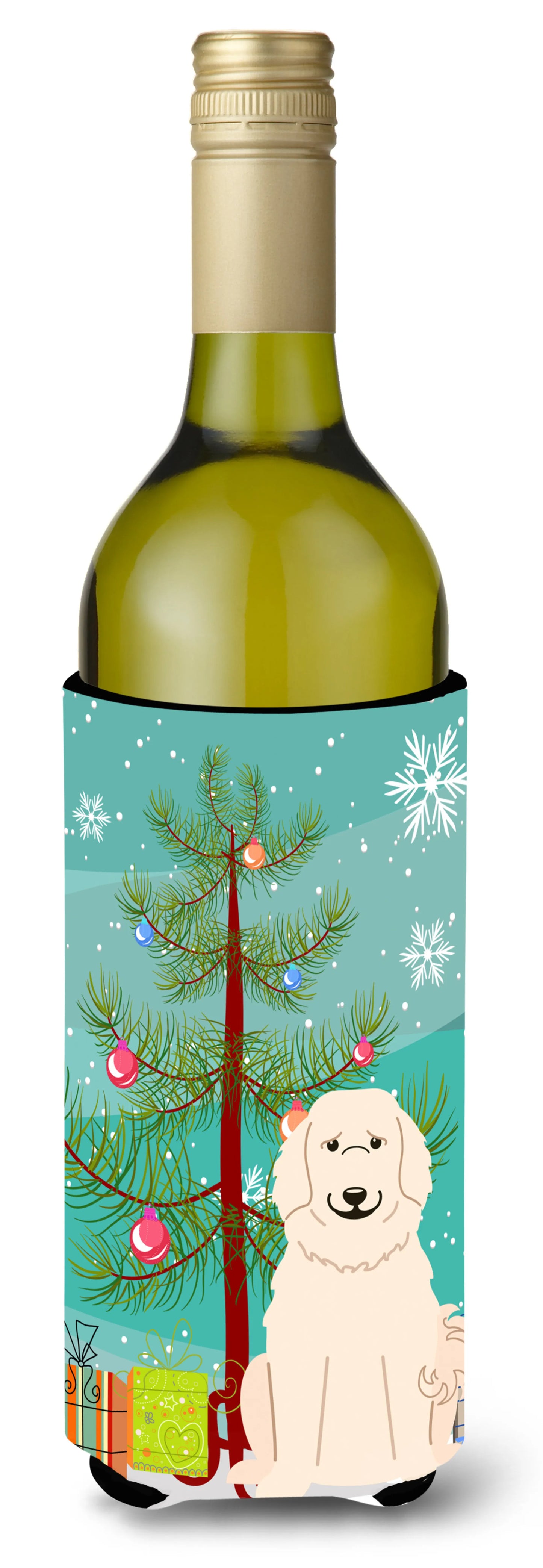 Merry Christmas Tree with Dog Wine Bottle Hugger