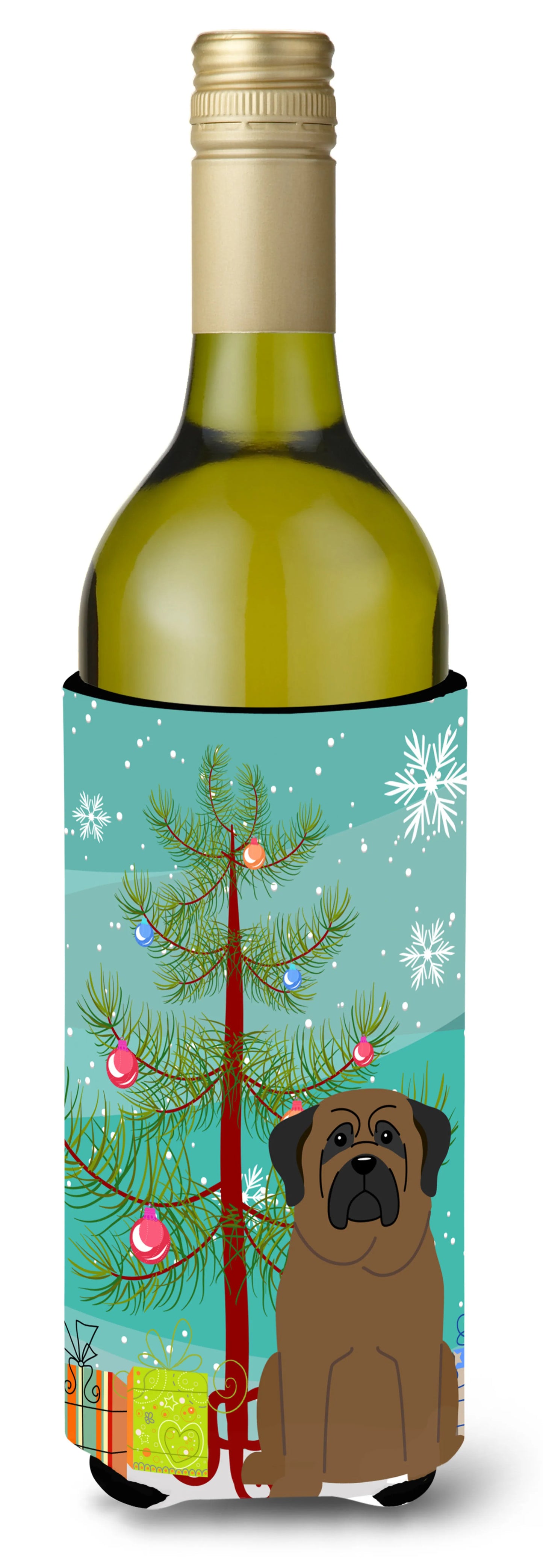 Merry Christmas Tree with Dog Wine Bottle Hugger