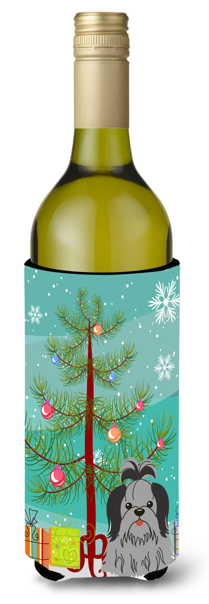 Merry Christmas Tree with Dog Wine Bottle Hugger