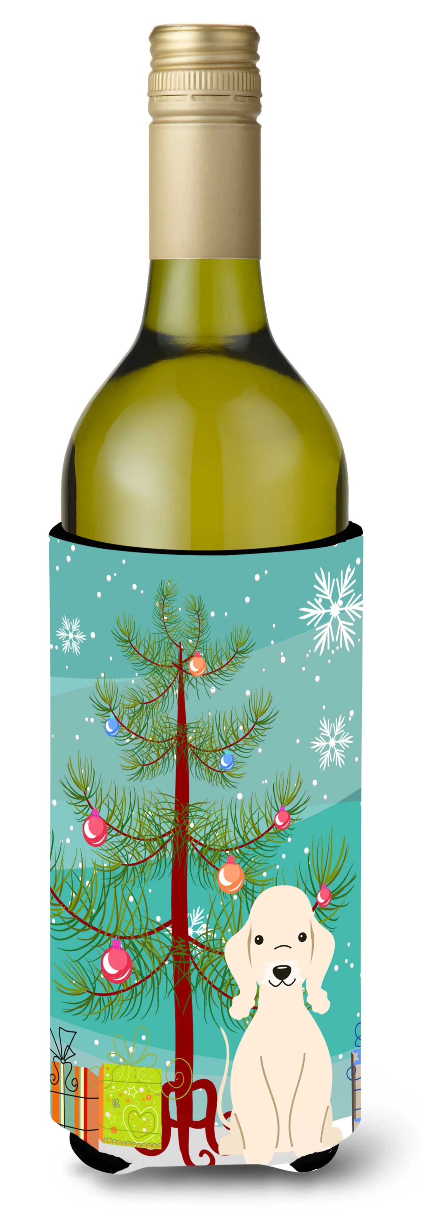 Merry Christmas Tree with Dog Wine Bottle Hugger