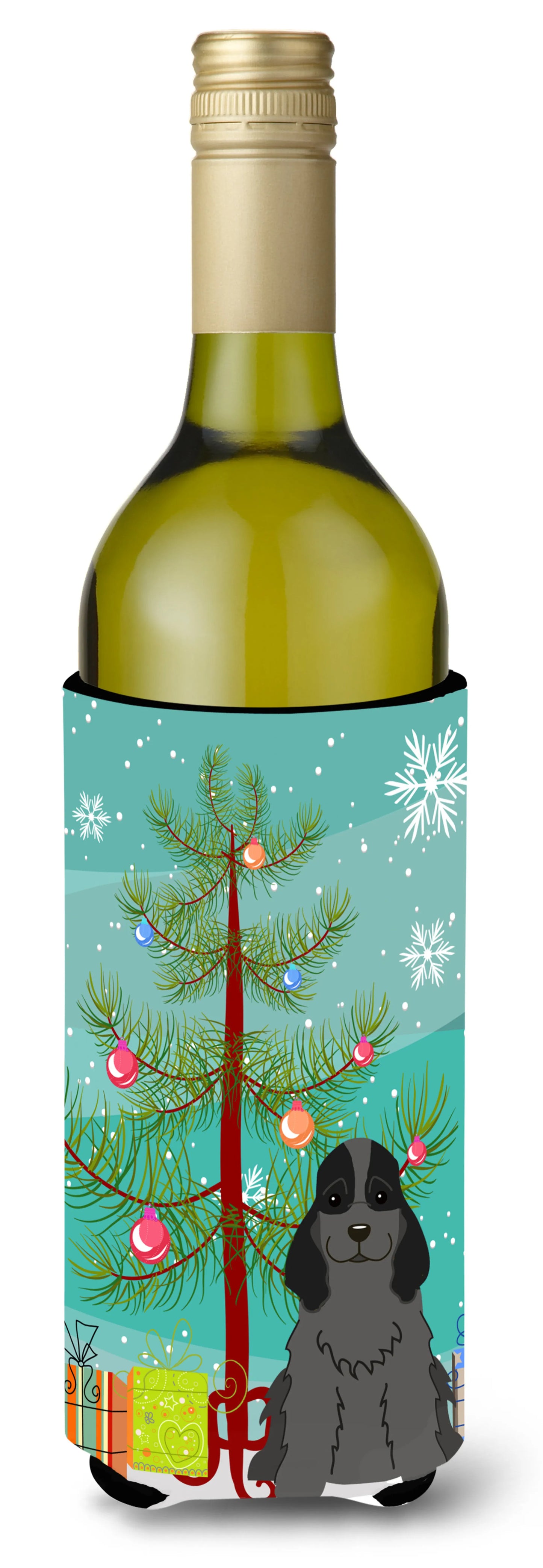 Merry Christmas Tree with Dog Wine Bottle Hugger