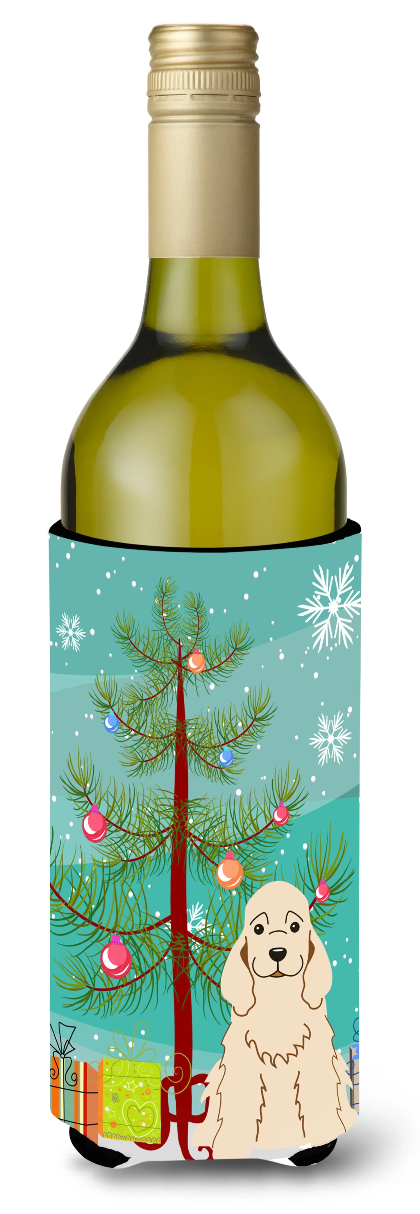 Merry Christmas Tree with Dog Wine Bottle Hugger