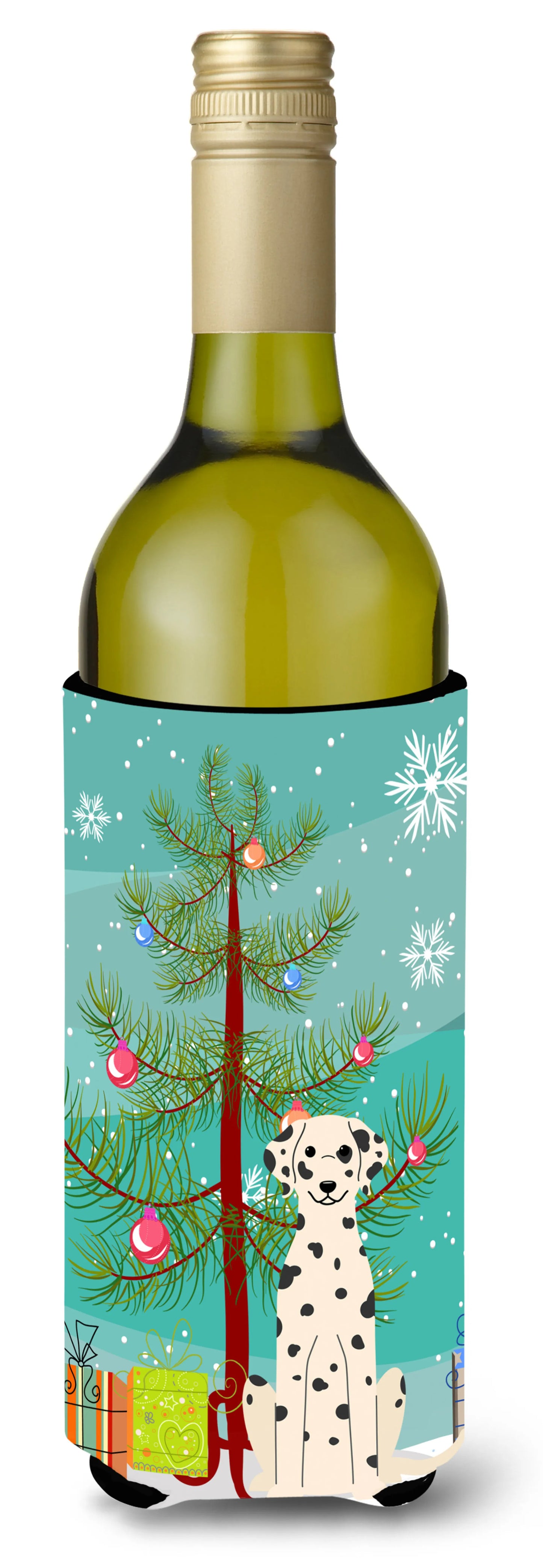 Merry Christmas Tree with Dog Wine Bottle Hugger