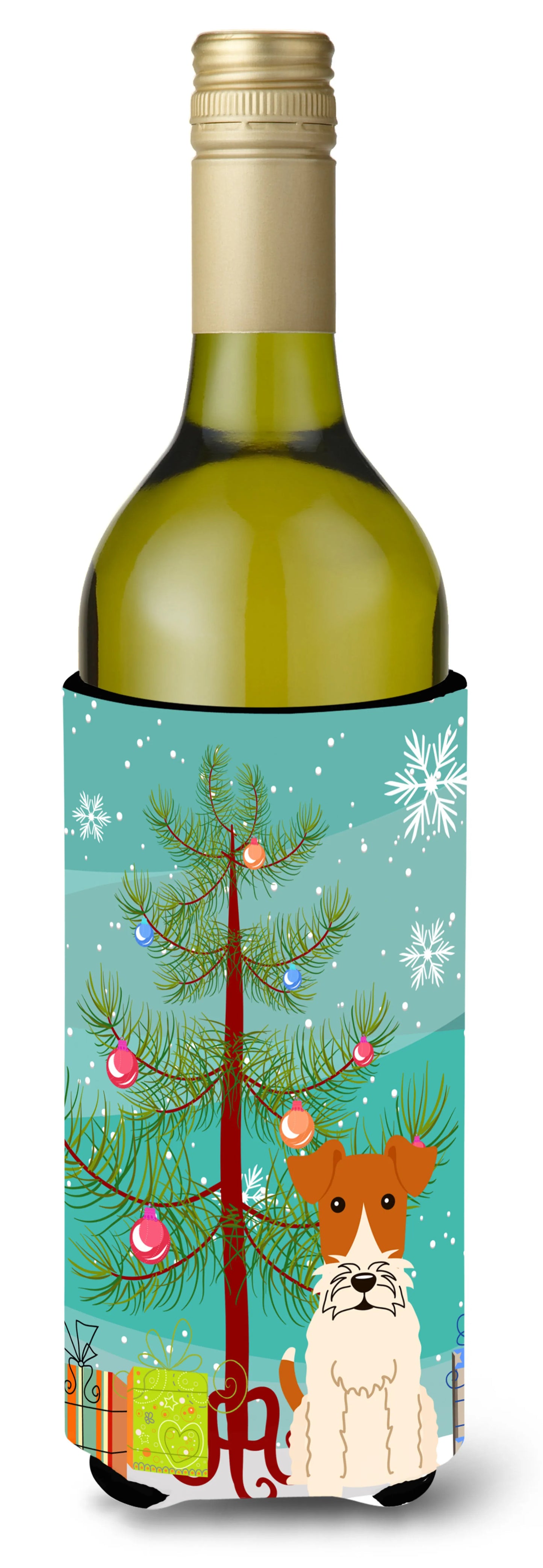 Merry Christmas Tree with Dog Wine Bottle Hugger