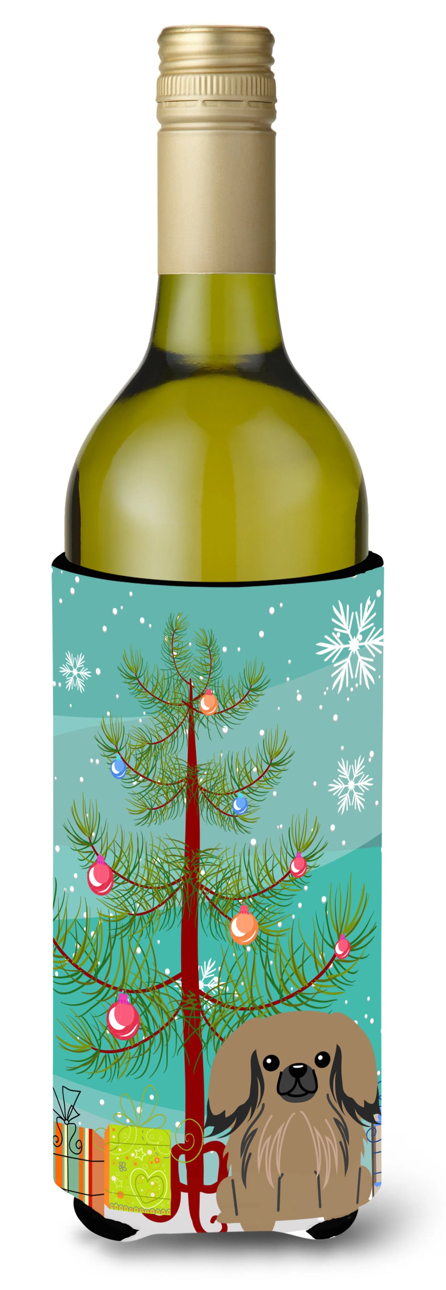 Merry Christmas Tree with Dog Wine Bottle Hugger