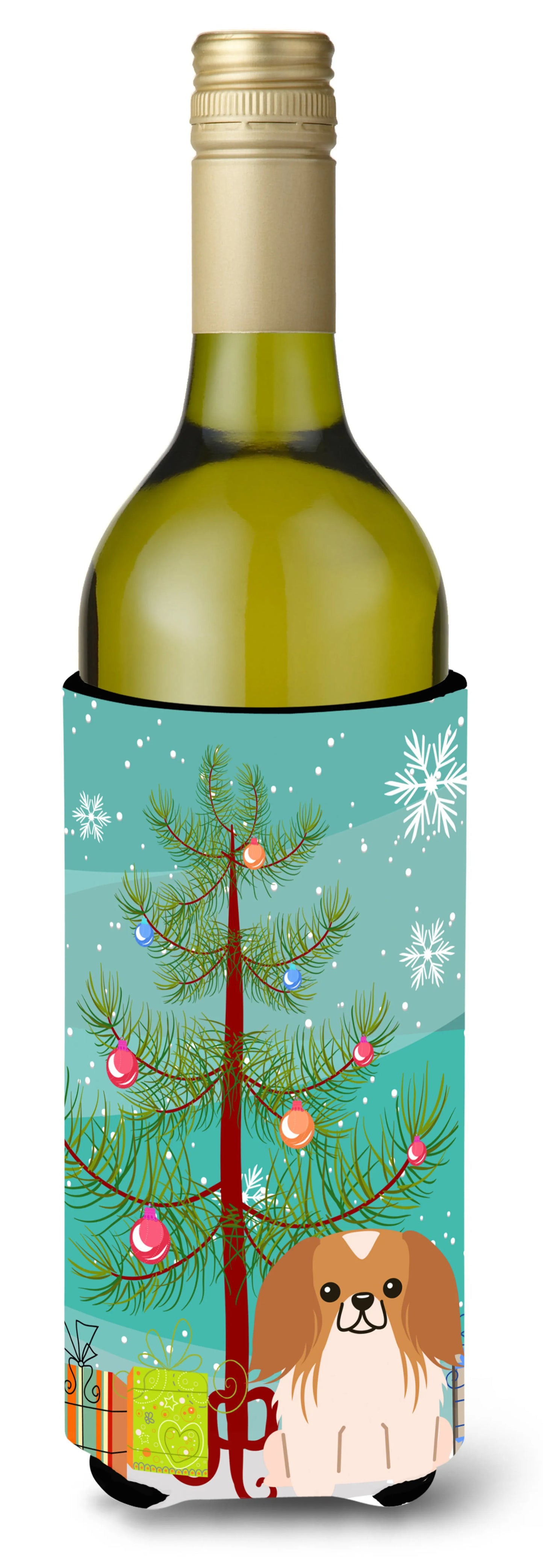 Merry Christmas Tree with Dog Wine Bottle Hugger