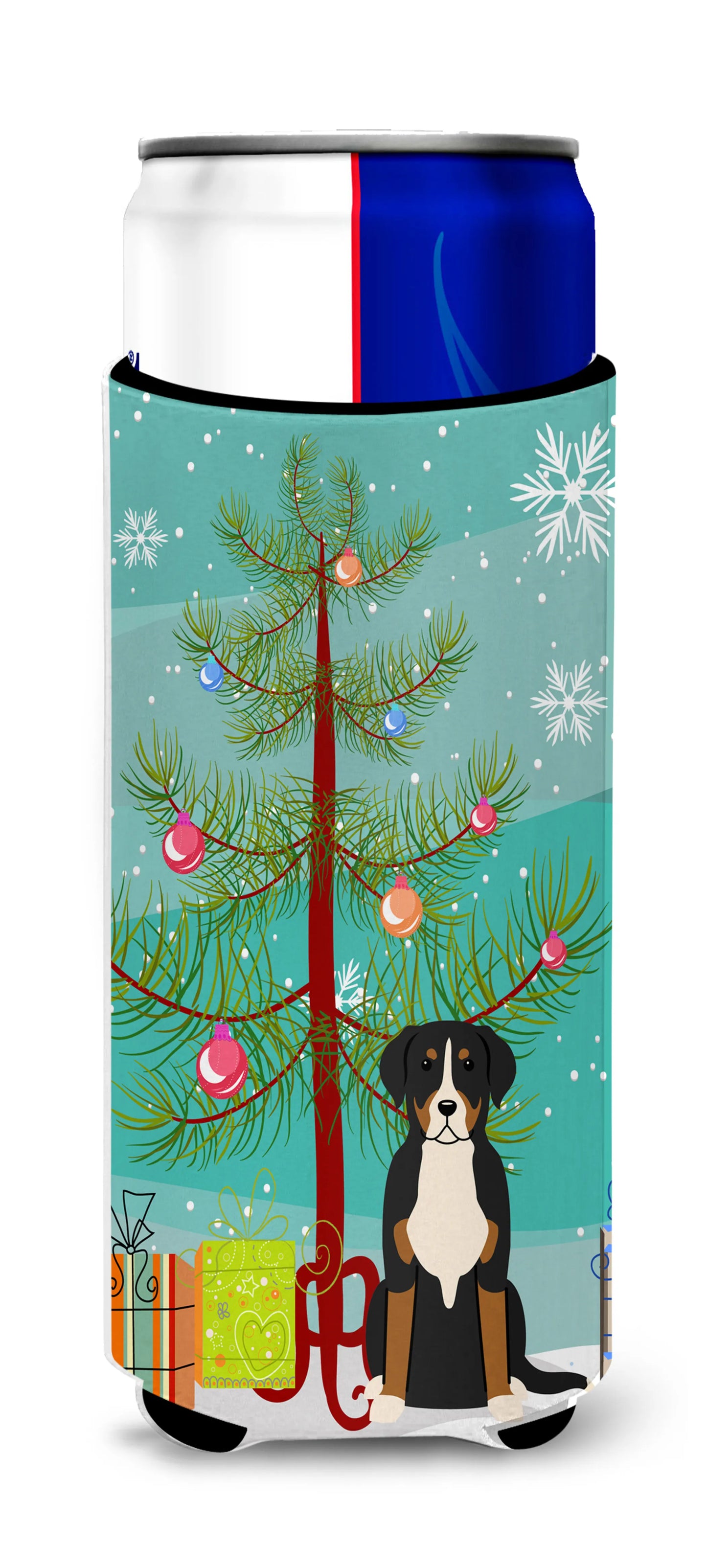 Merry Christmas Tree Dog Ultra Hugger for slim cans