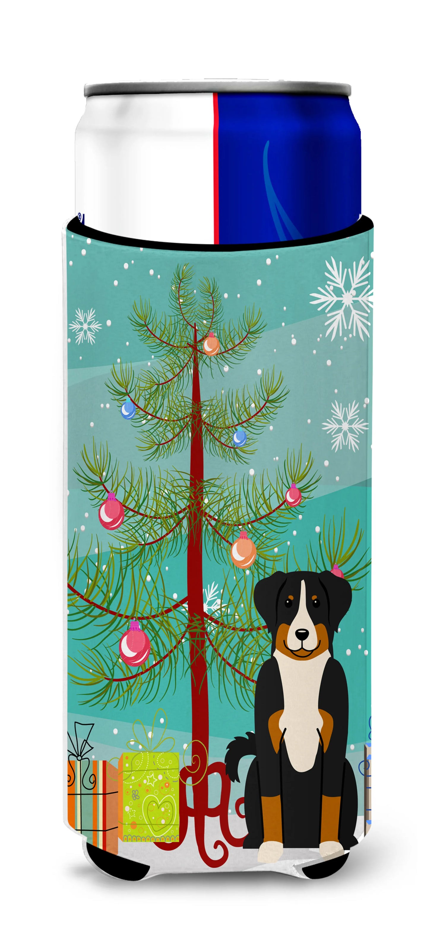 Merry Christmas Tree Dog Ultra Hugger for slim cans