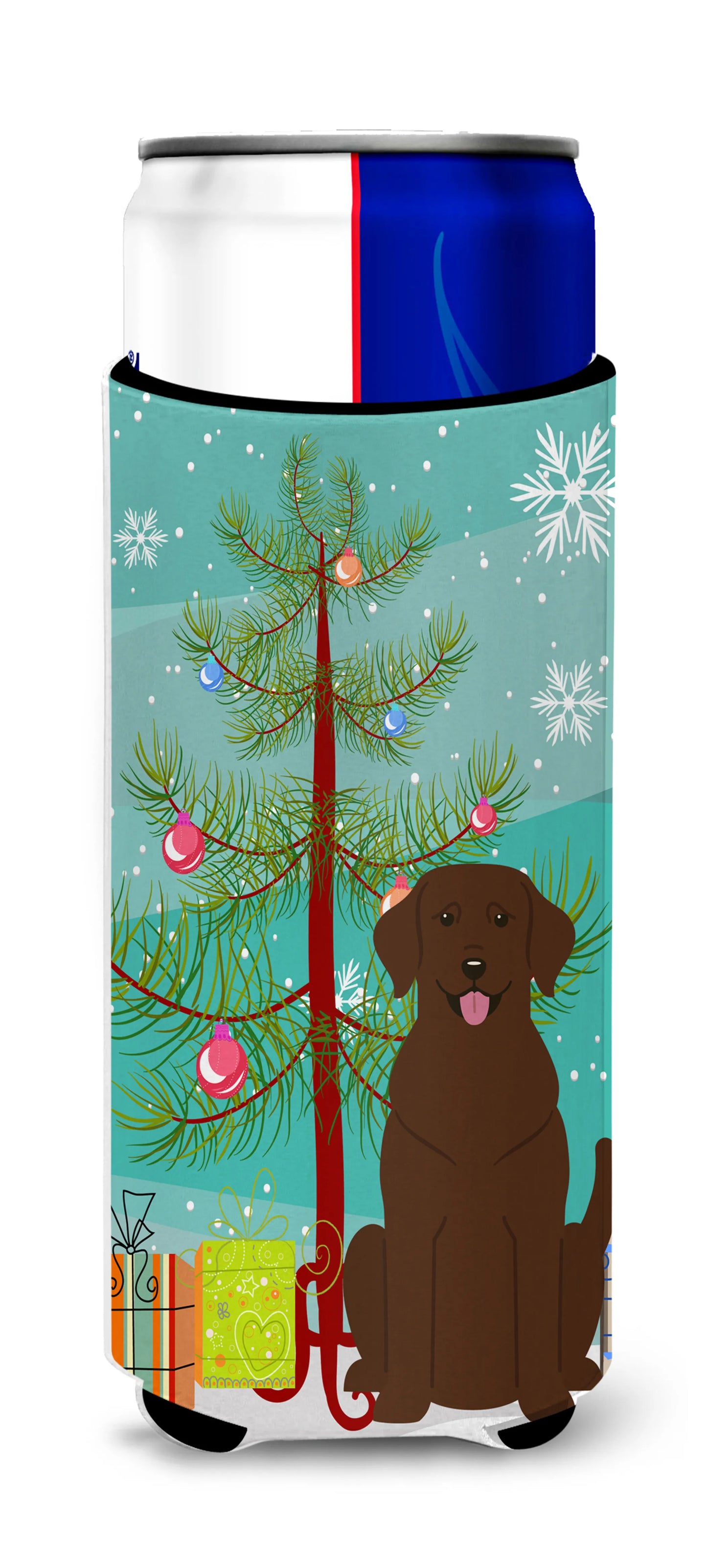 Merry Christmas Tree Dog Ultra Hugger for slim cans