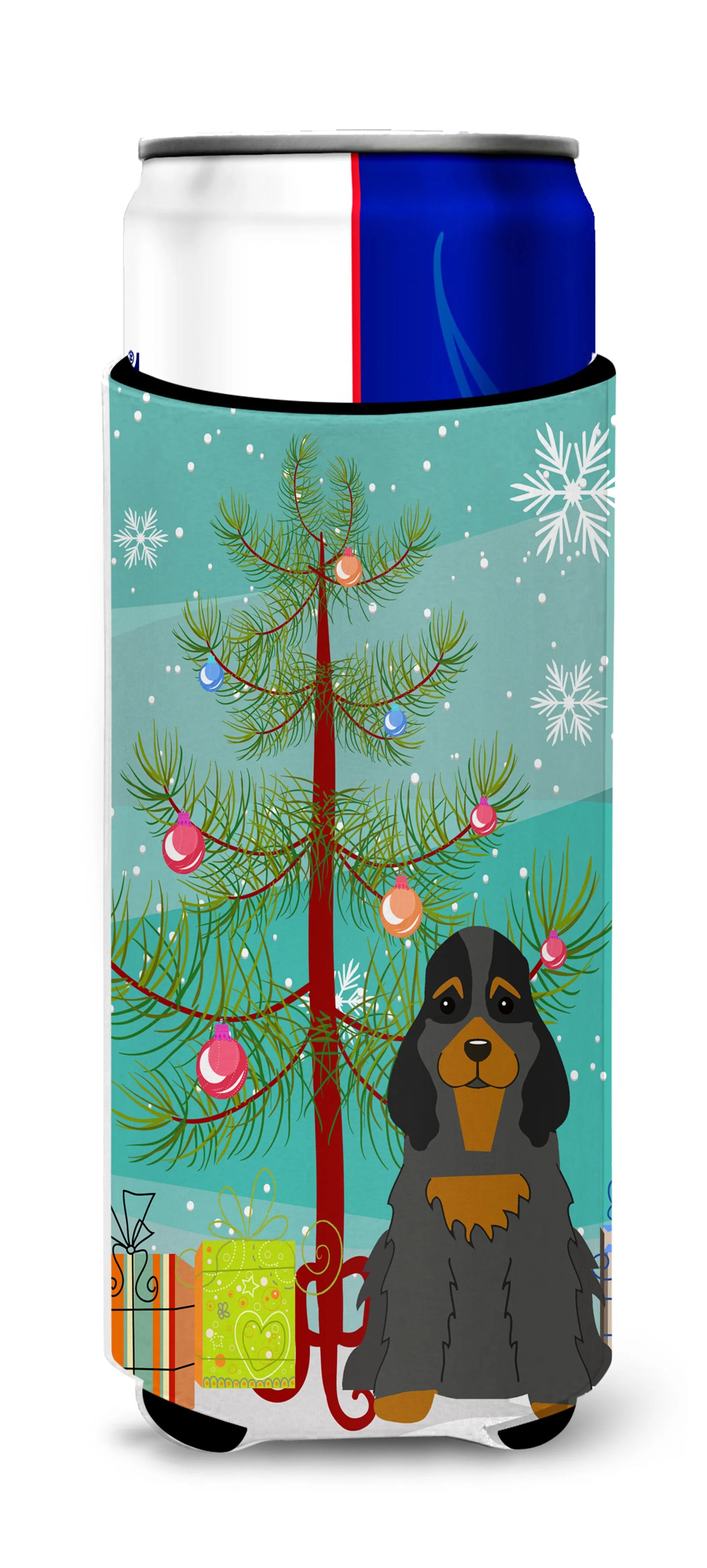 Merry Christmas Tree Dog Ultra Hugger for slim cans