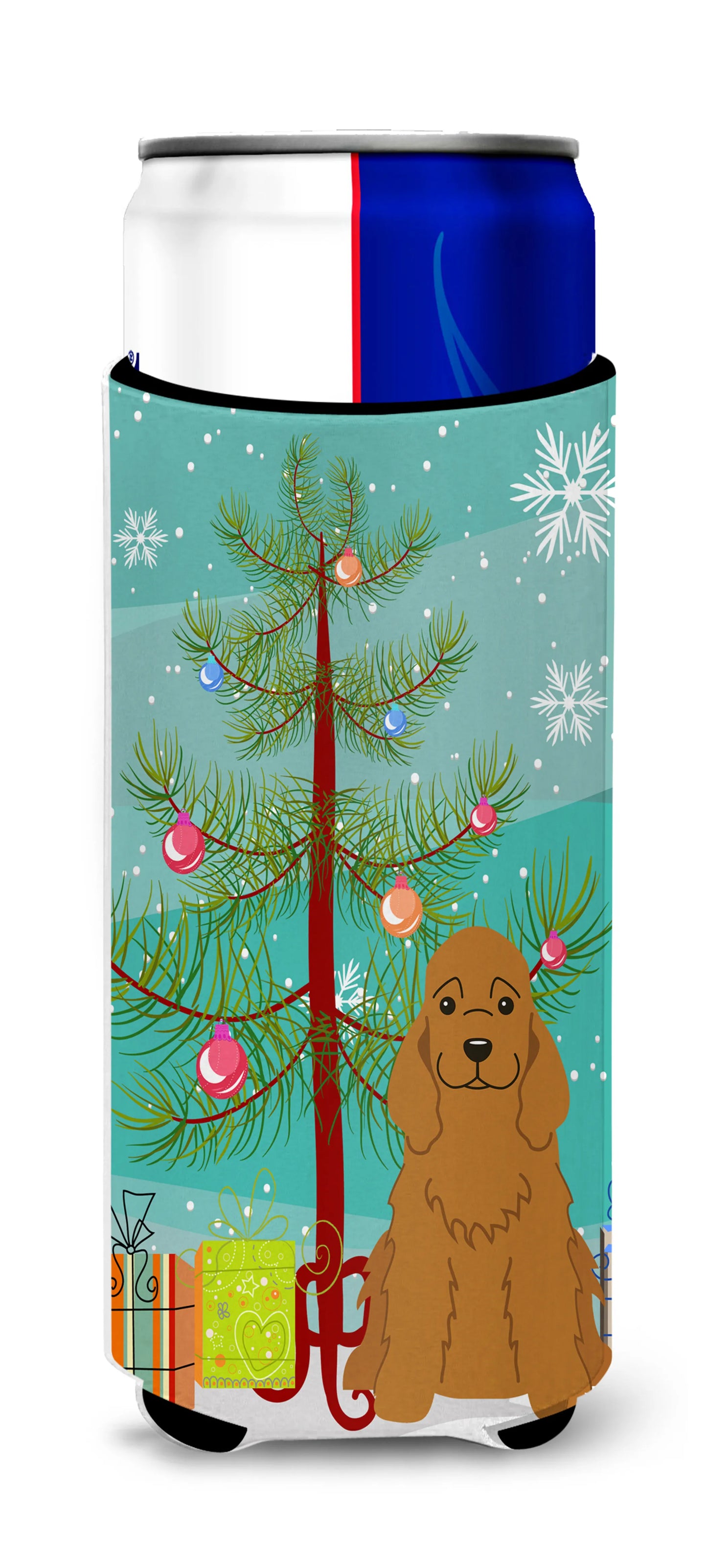 Merry Christmas Tree Dog Ultra Hugger for slim cans