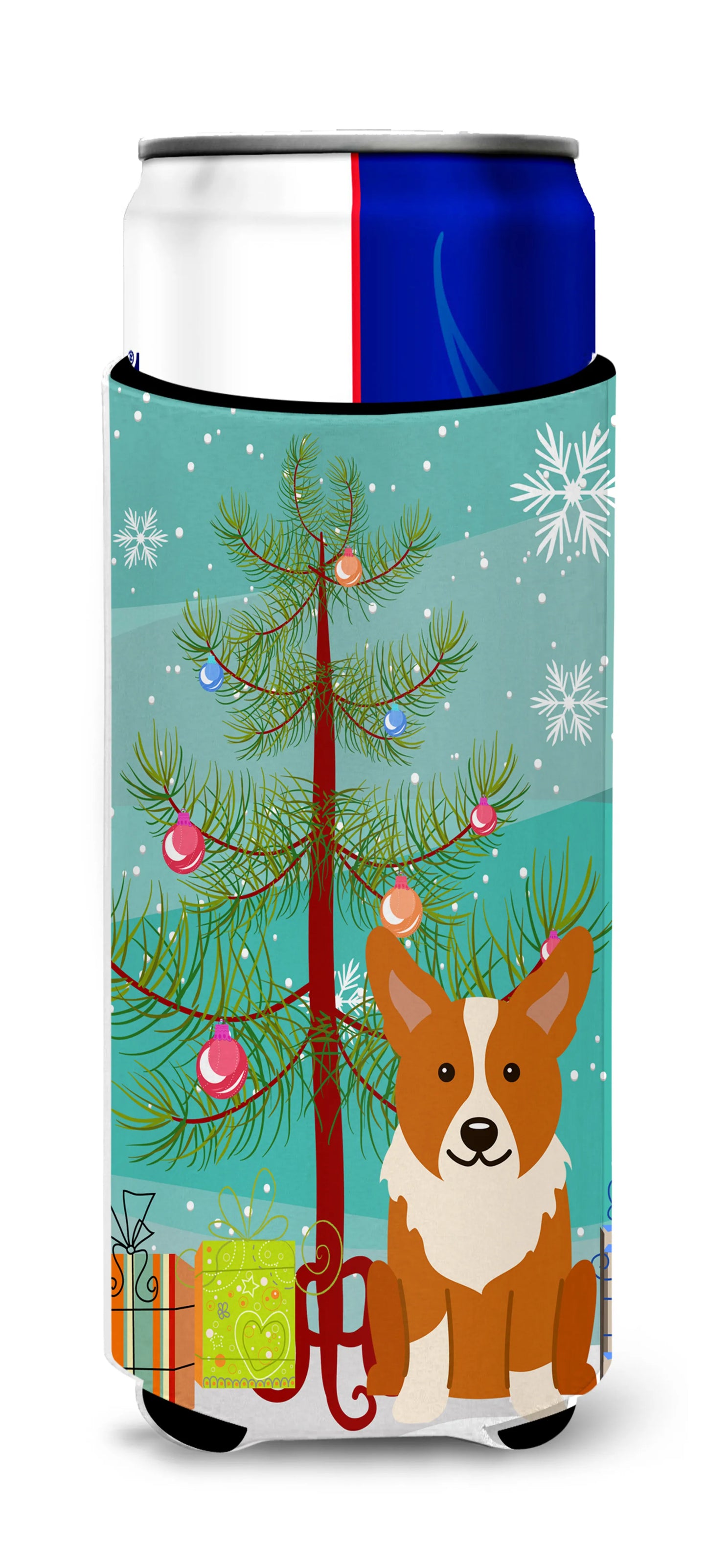 Merry Christmas Tree Dog Ultra Hugger for slim cans