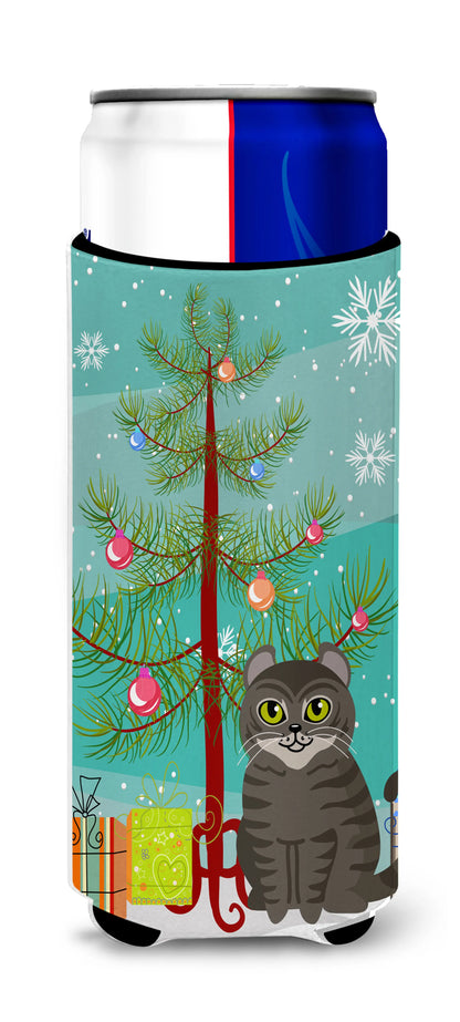 Cat Merry Christmas Tree Ultra Hugger for slim cans