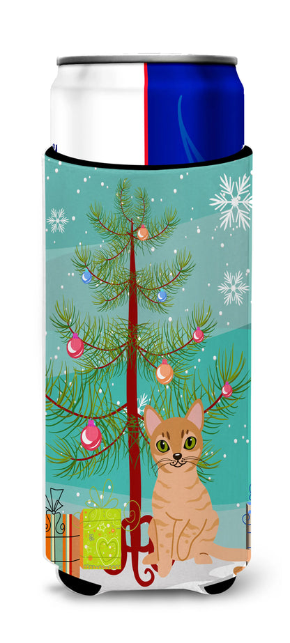 Cat Merry Christmas Tree Ultra Hugger for slim cans