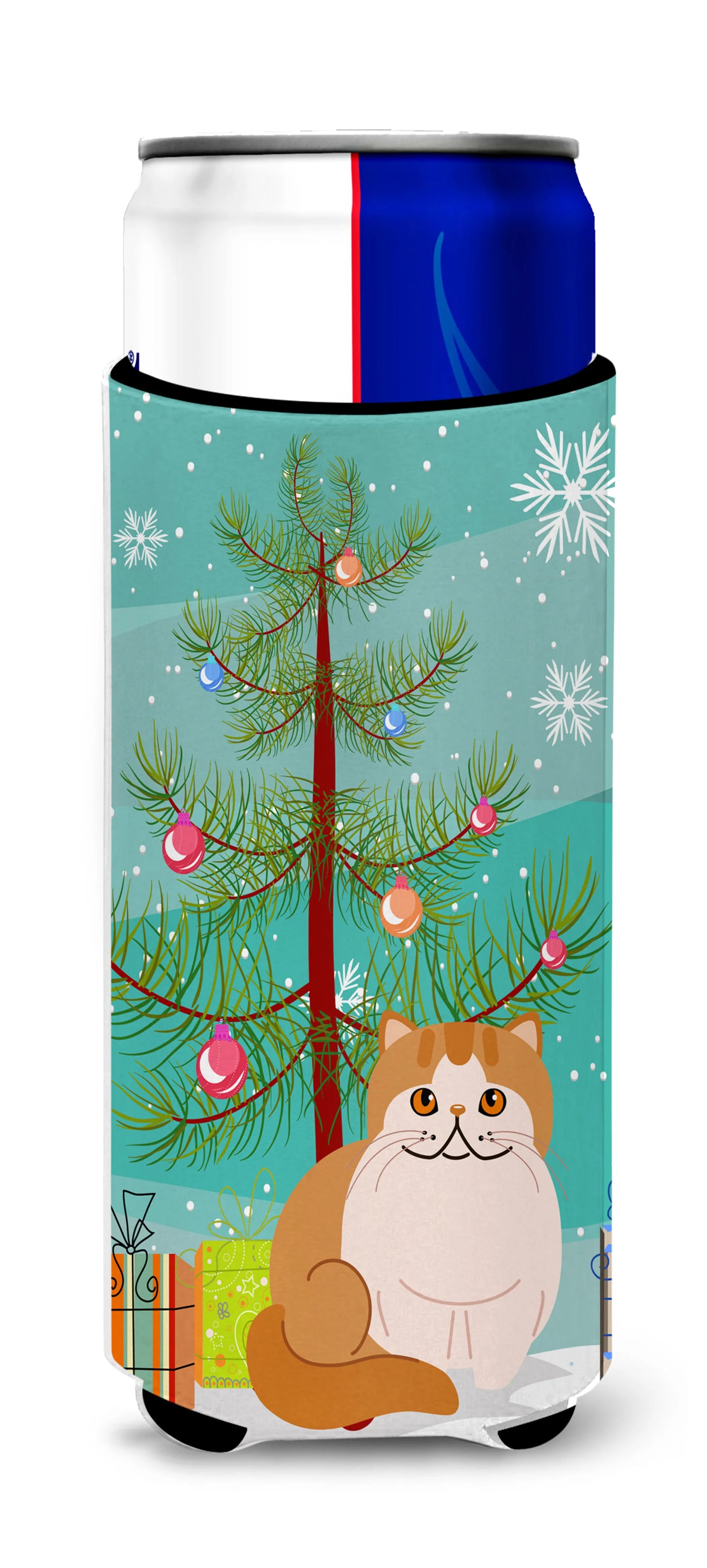 Cat Merry Christmas Tree Ultra Hugger for slim cans