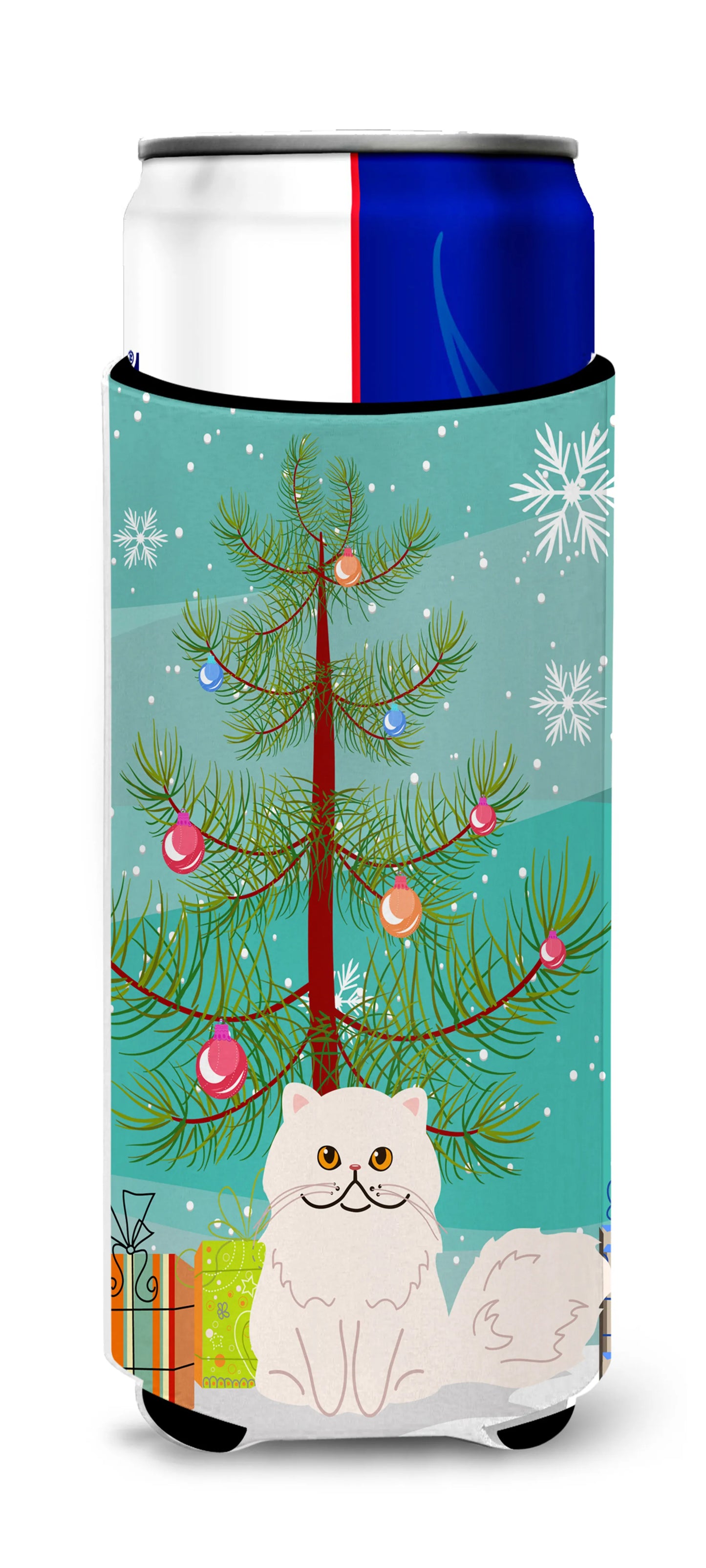 Cat Merry Christmas Tree Ultra Hugger for slim cans