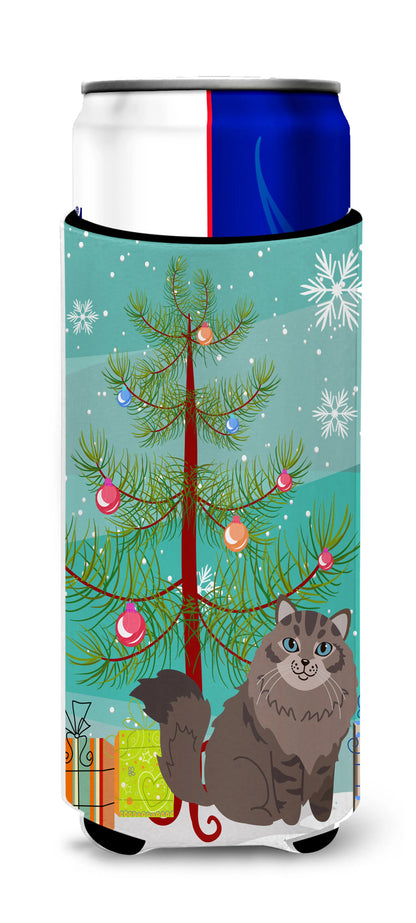 Cat Merry Christmas Tree Ultra Hugger for slim cans