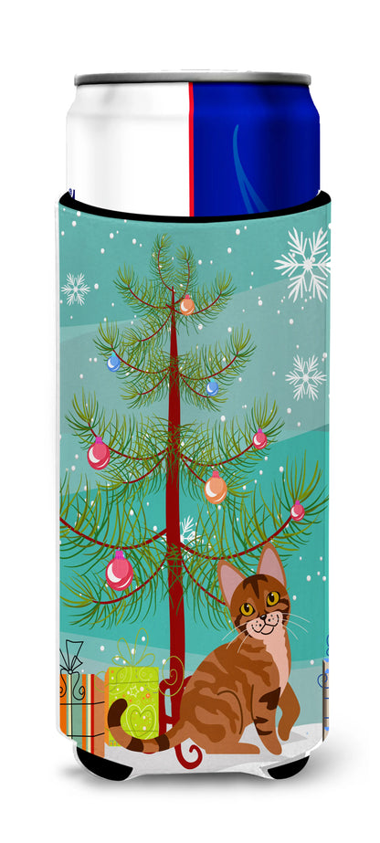 Cat Merry Christmas Tree Ultra Hugger for slim cans