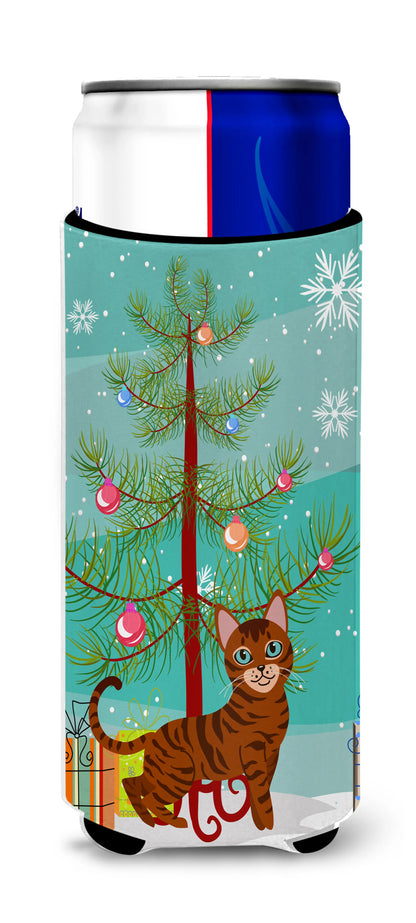 Cat Merry Christmas Tree Ultra Hugger for slim cans