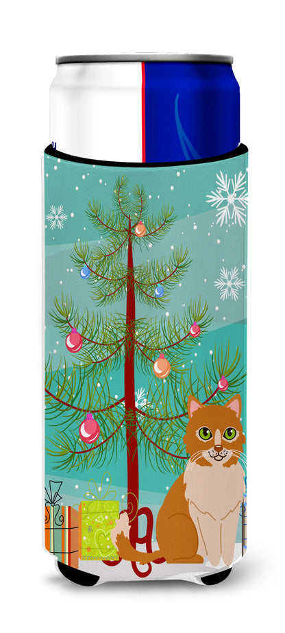 Cat Merry Christmas Tree Ultra Hugger for slim cans