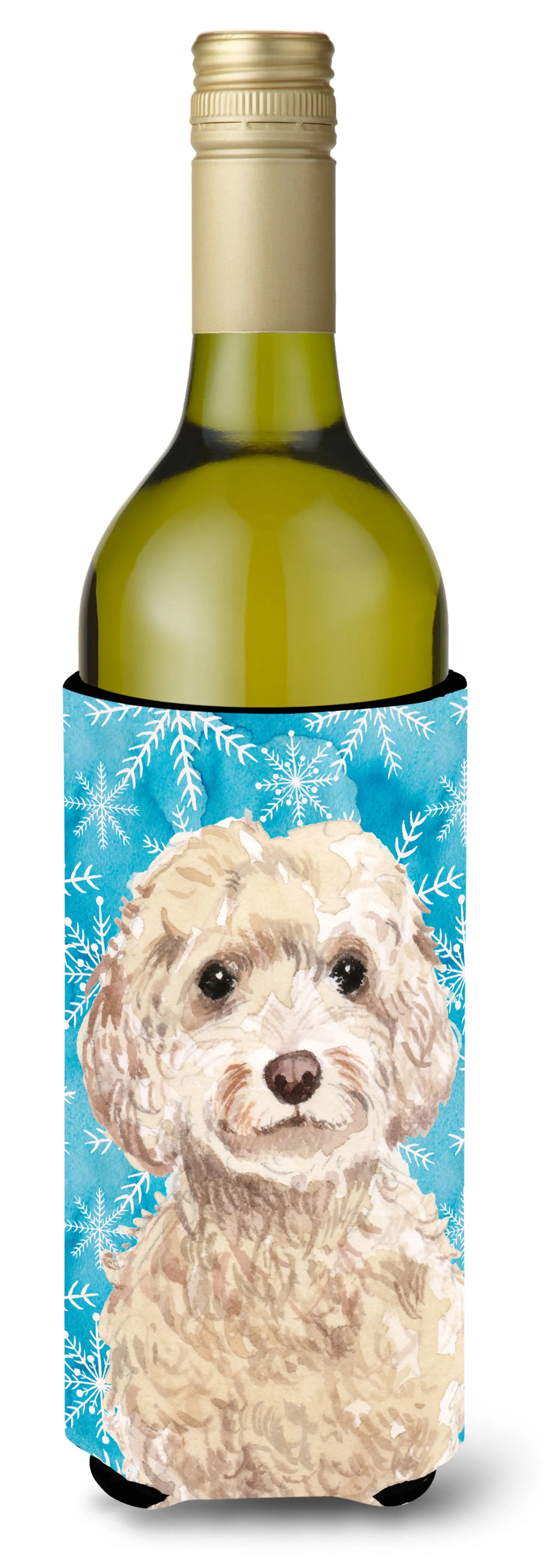 Christmas Dog Art Wine Bottle Hugger