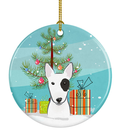 Christmas Tree and Dog on Ceramic Ornament