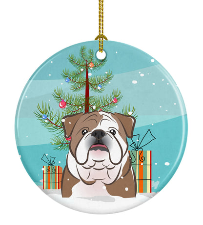 Christmas Tree and Dog on Ceramic Ornament